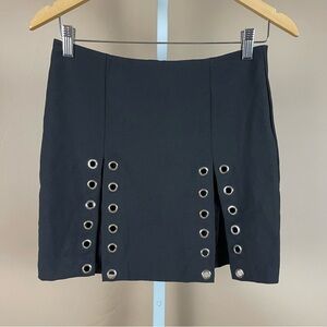 Women's Large Goth Grunge Slit Metal Grommets Mini Skirt